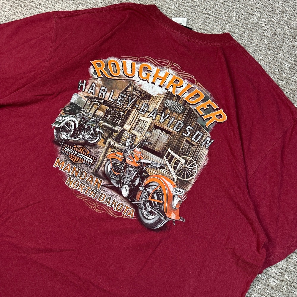 Harley Davidson Mens 2XL T-Shirt Burgundy Red Motorcycle Sunset Graphic Tee - Picture 2 of 8